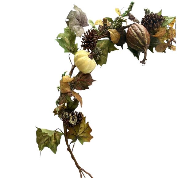 Fall Garland with Pumpkins Gourds & Pinecones Rustic Farmhouse Autumn Decor 70" - Picture 2 of 3